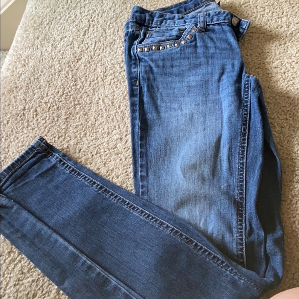 Dark blue denim skinny jeans